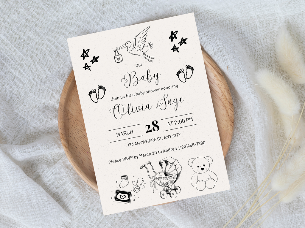 Baby shower invitation hand-drawn sketh