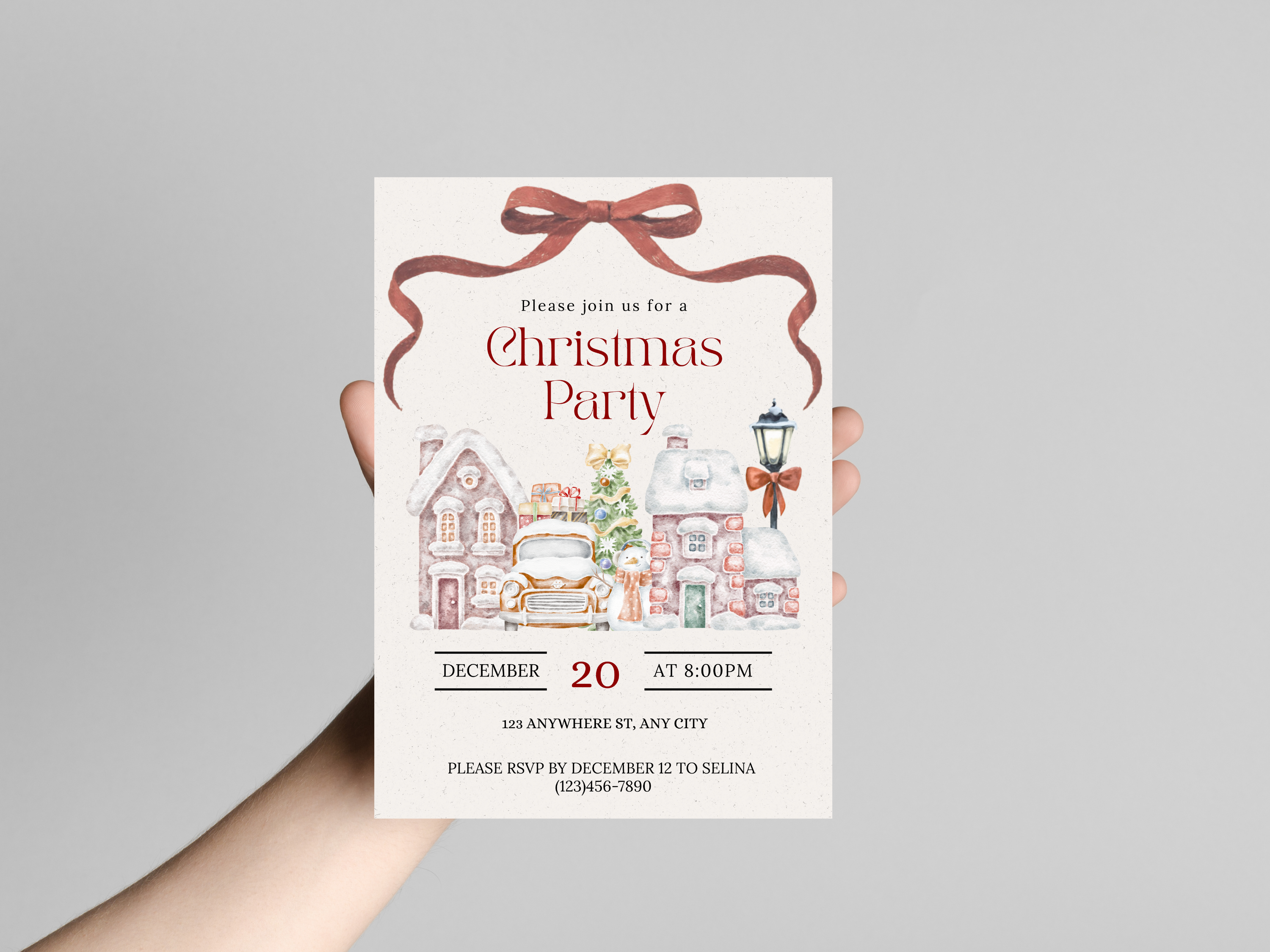 Christmas invitation, Friendsmas invitation, Winter wonderland, Santa Village
