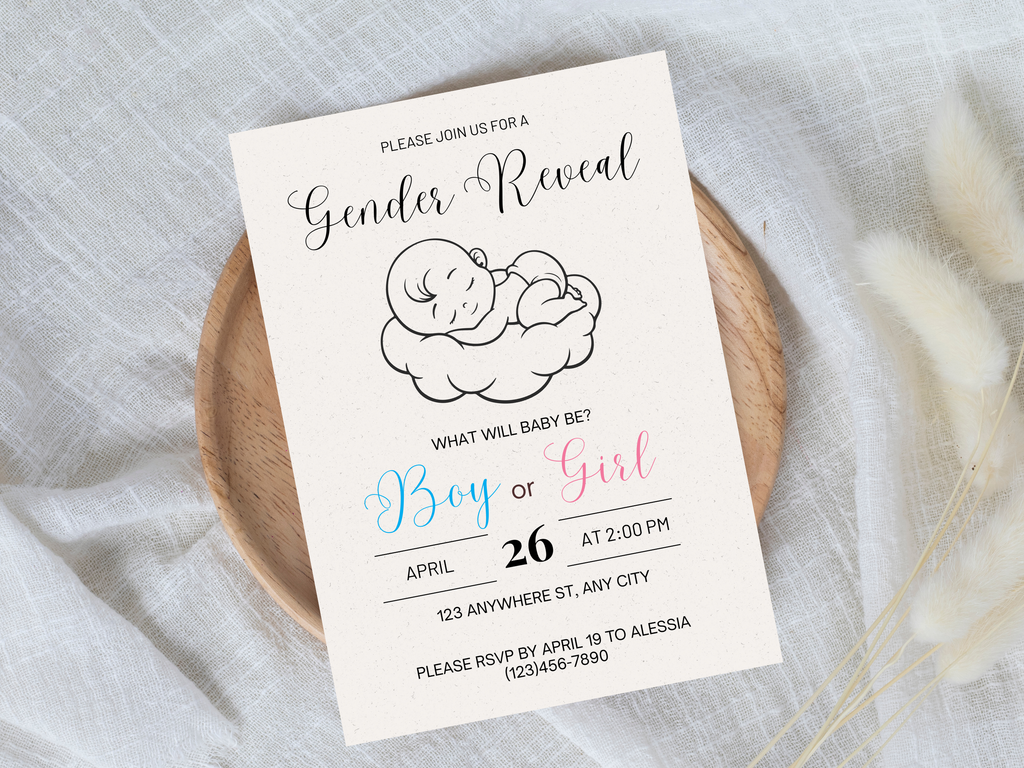 Gender reveal doodle hand drawn sketch