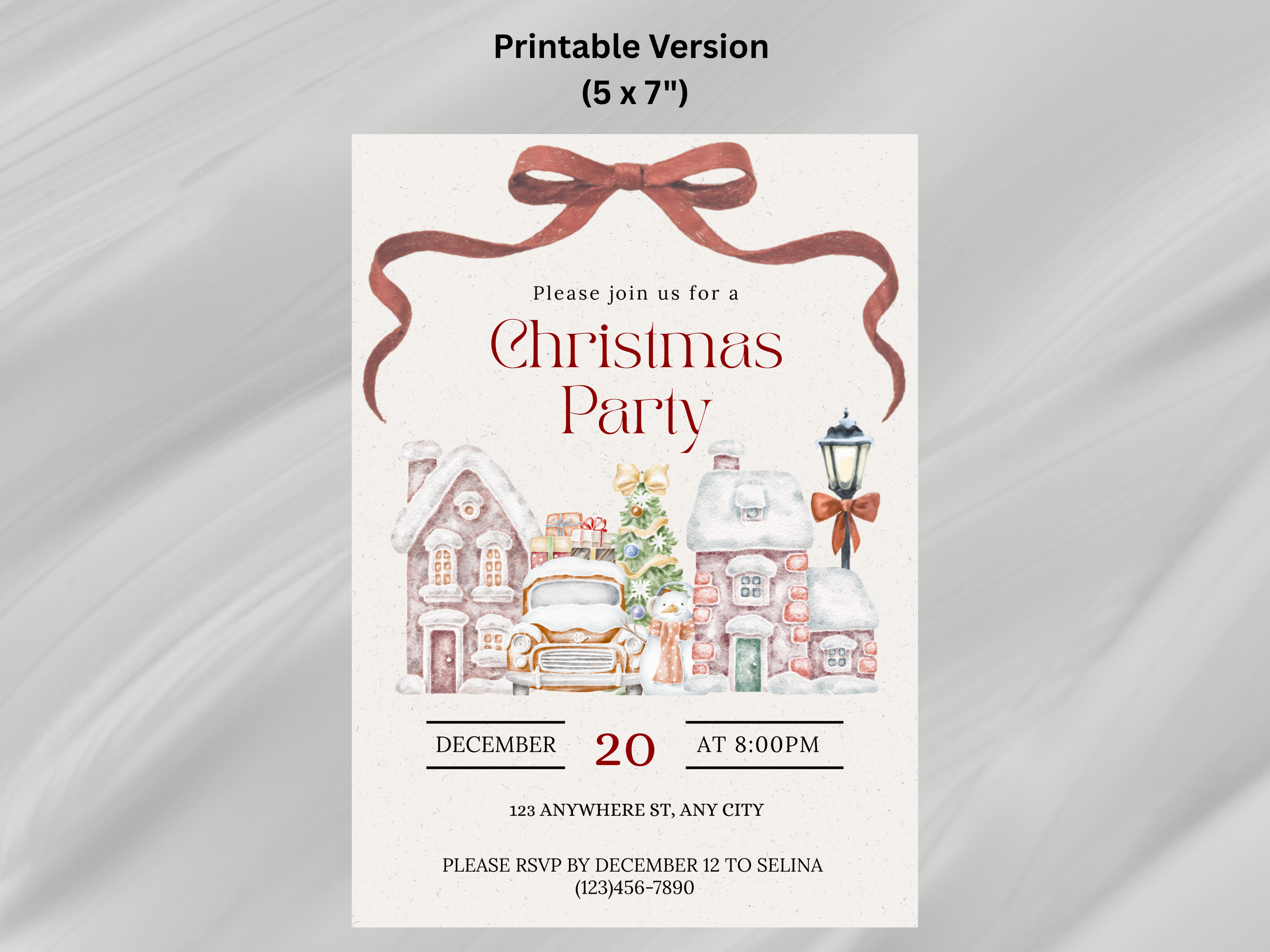 Christmas invitation, Friendsmas invitation, Winter wonderland, Santa Village