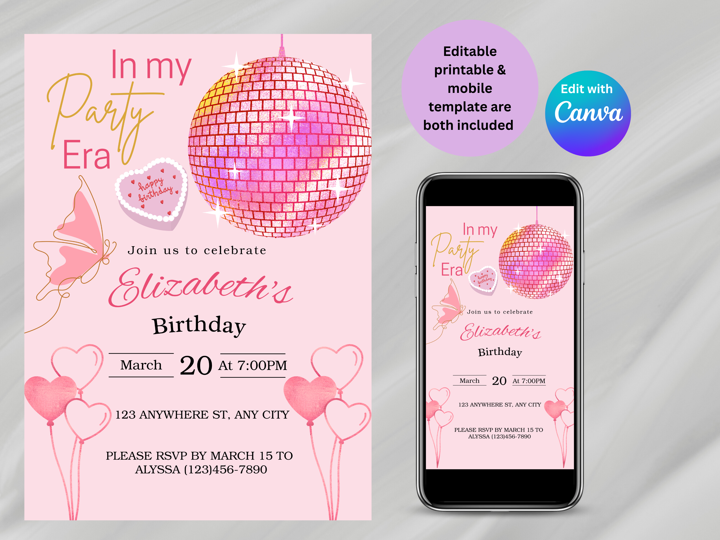 In My Party Era Birthday Invitation (Printable & Mobile versions included)