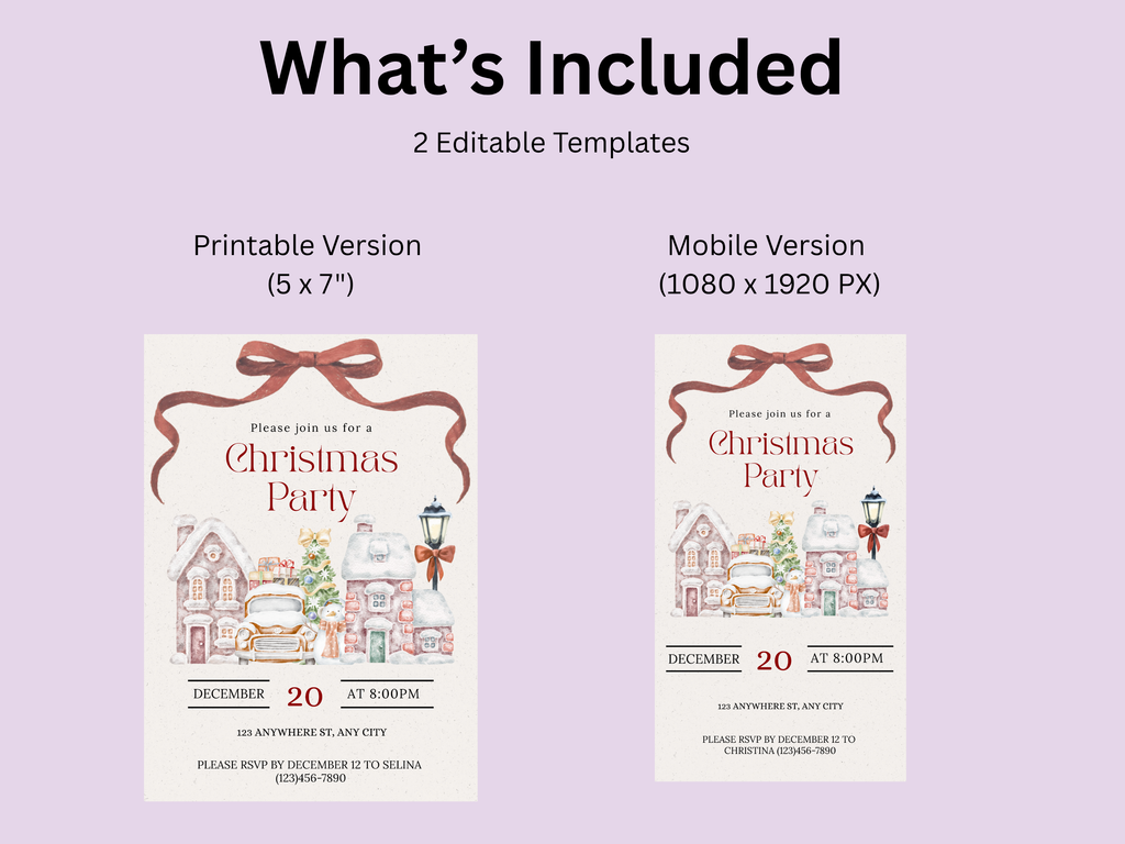 Christmas invitation, Friendsmas invitation, Winter wonderland, Santa Village