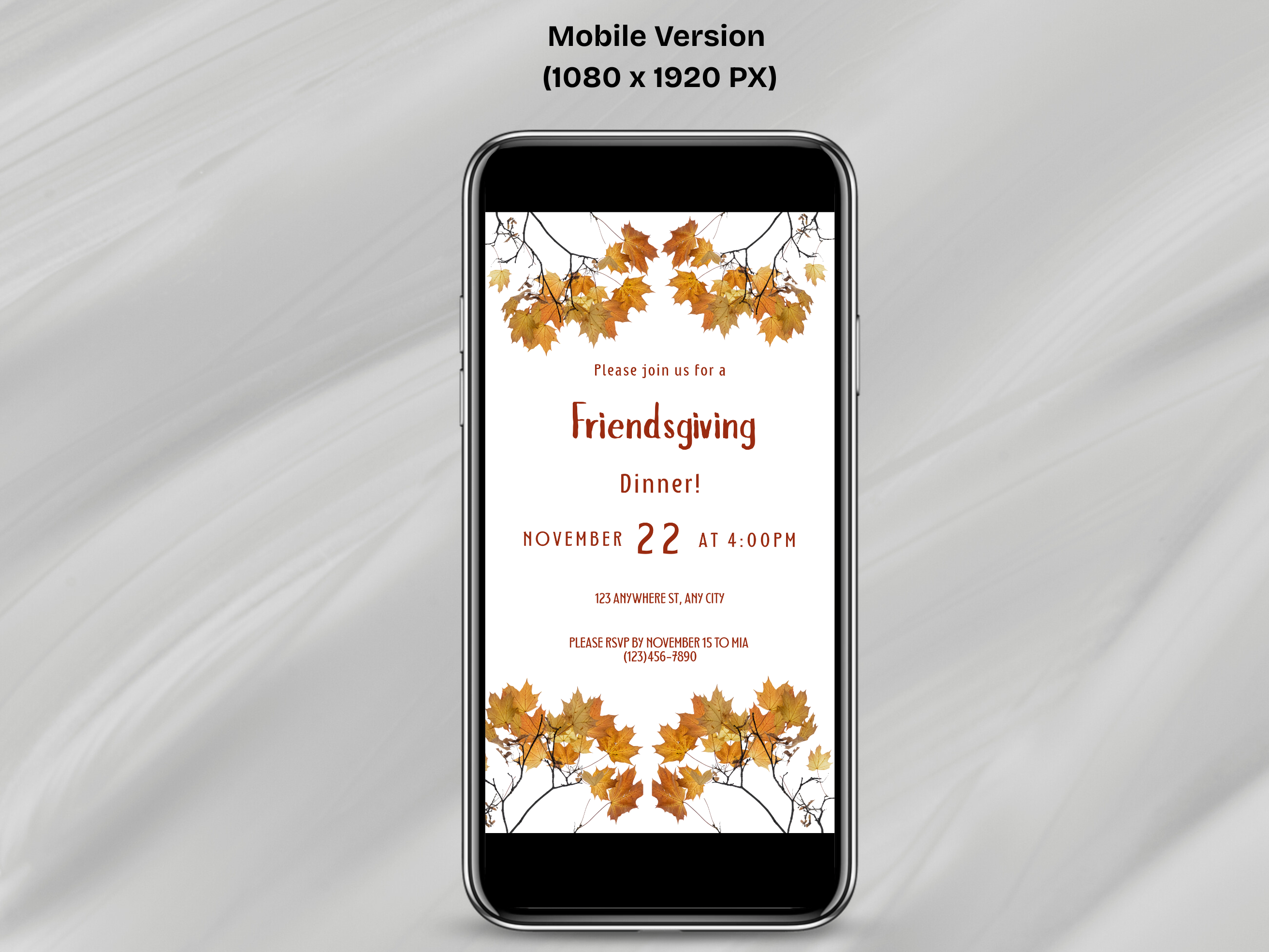 Minimalistic Fall Friendsgiving Dinner Party Digital Invitation (Printable & Mobile versions included)