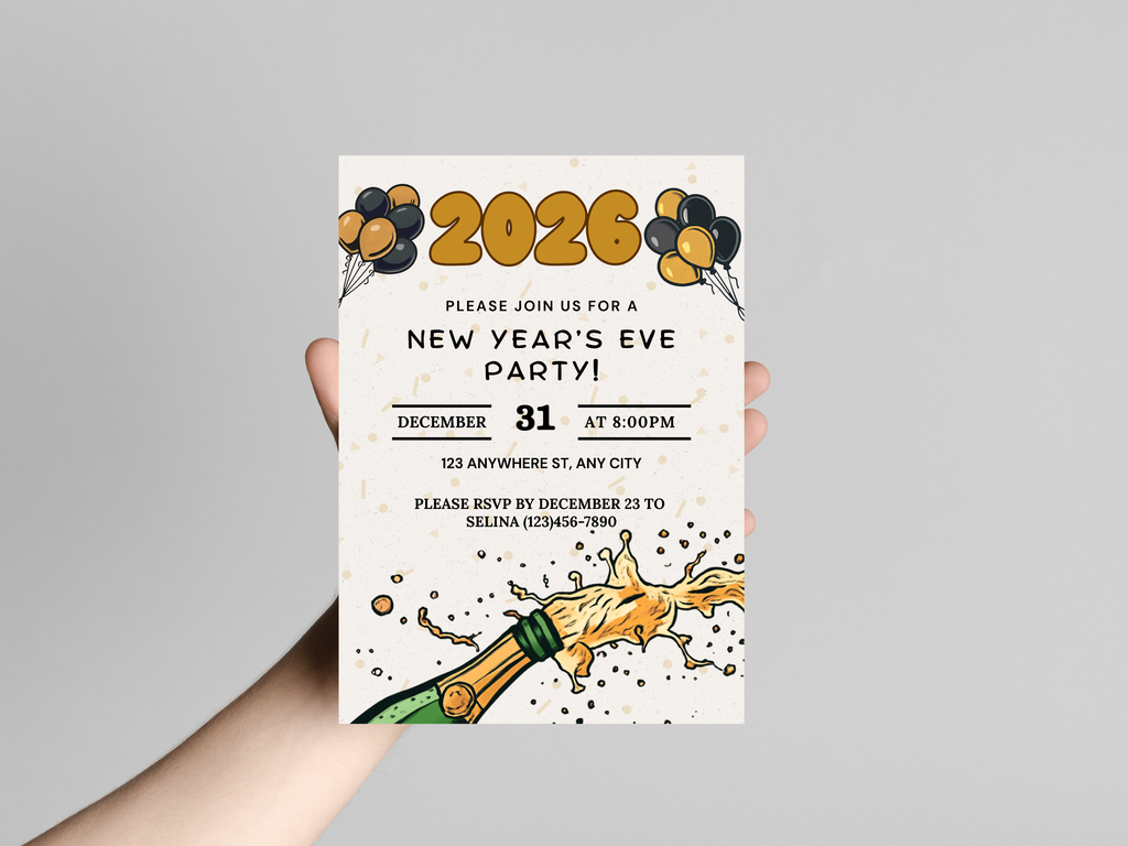 Comic style New Year’s Eve party invitation, colorful cartoon NYE digital template editable in Canva

Cartoon New Year’s Eve invitation, fun comic-themed NYE digital party invite editable Canva template

Comic book style NYE invitation, bright cartoon New Year’s Eve digital download party flyer

Editable cartoon New Year’s Eve invite, comic-style NYE digital template with playful illustrations